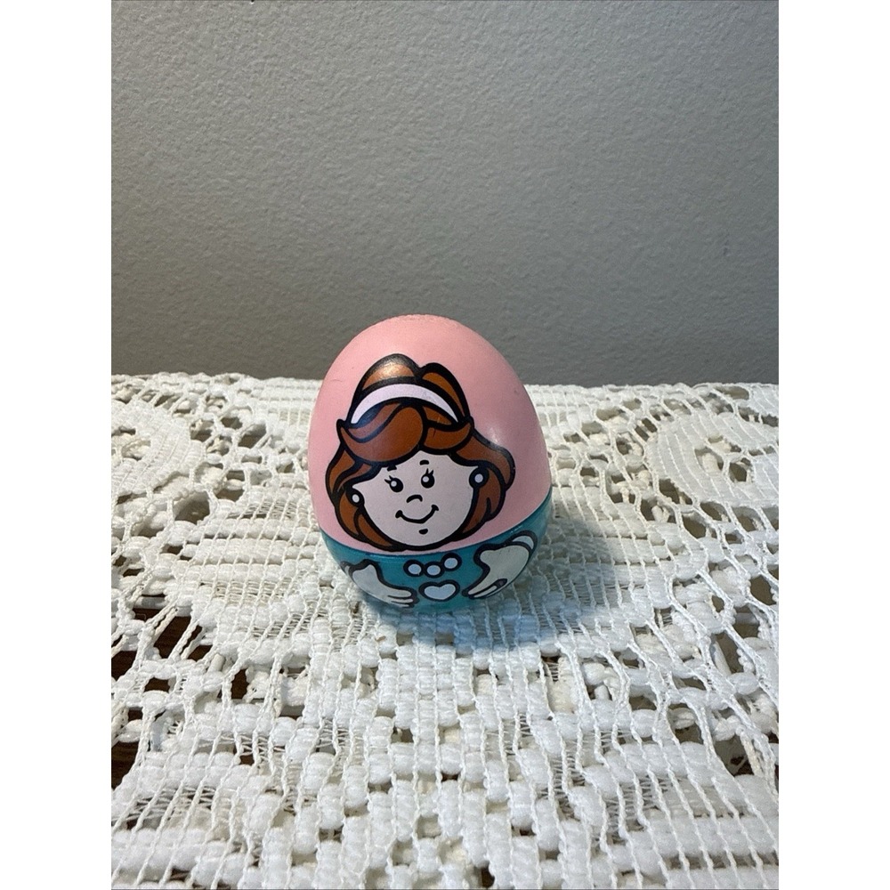 1995 Hasbro Weeble Wobble Woman Brown‎ Hair Pink Top Teal Base